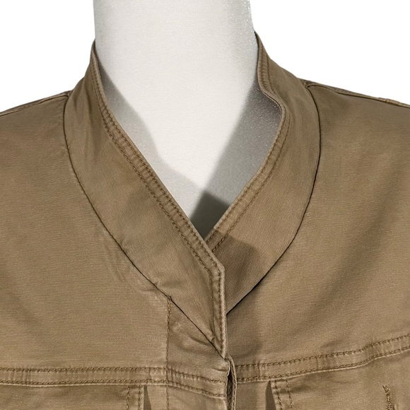 EUC Cabi Button Cotton Blend Beige Mock Military Jacket Women's M - Picture 3 of 7
